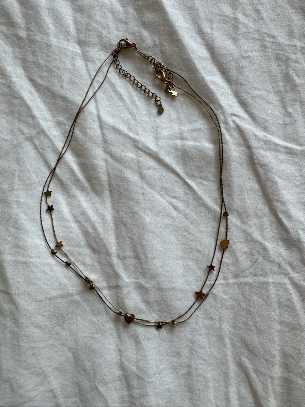 Urban Outfitters Gold Double-Layer Heart & Star Charm Necklace